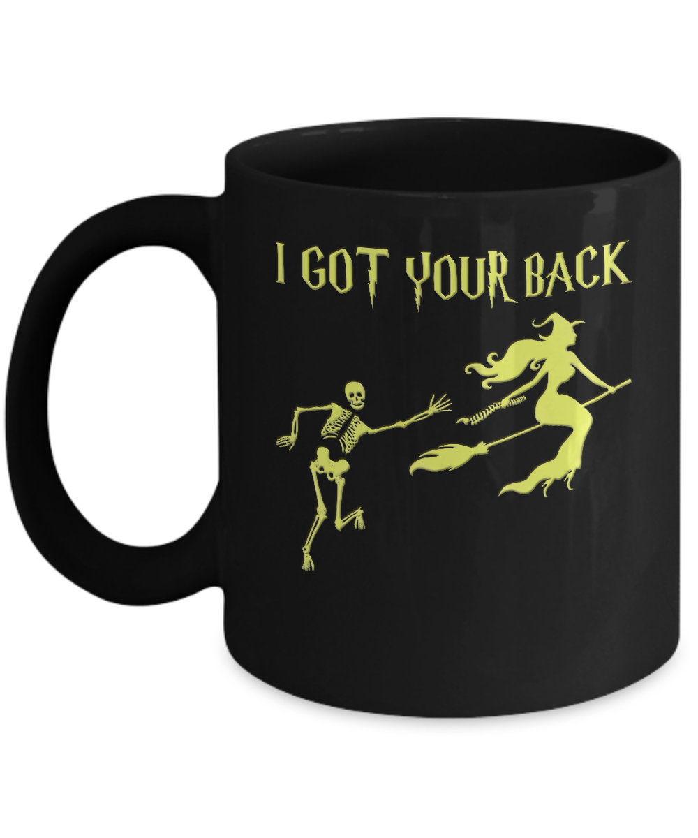 Funny Witch Skeleton Halloween I Got Your Back Mug-Coffee Mug-11oz Mug-Black