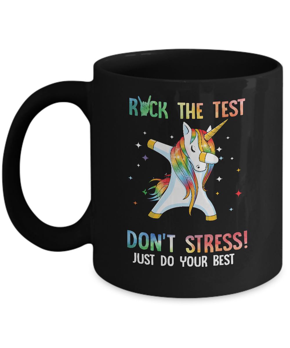 Rock The Test Funny School Unicorn Student Teacher Mug