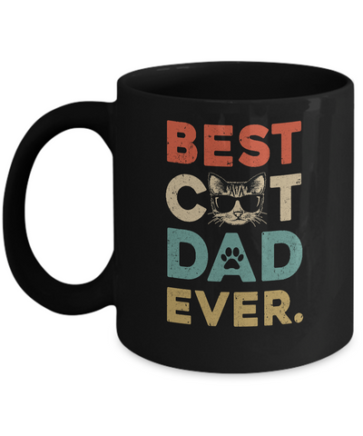 Vintage Best Cat Dad Ever Cat Daddy Gift Mug-Coffee Mug-11oz Mug-Black