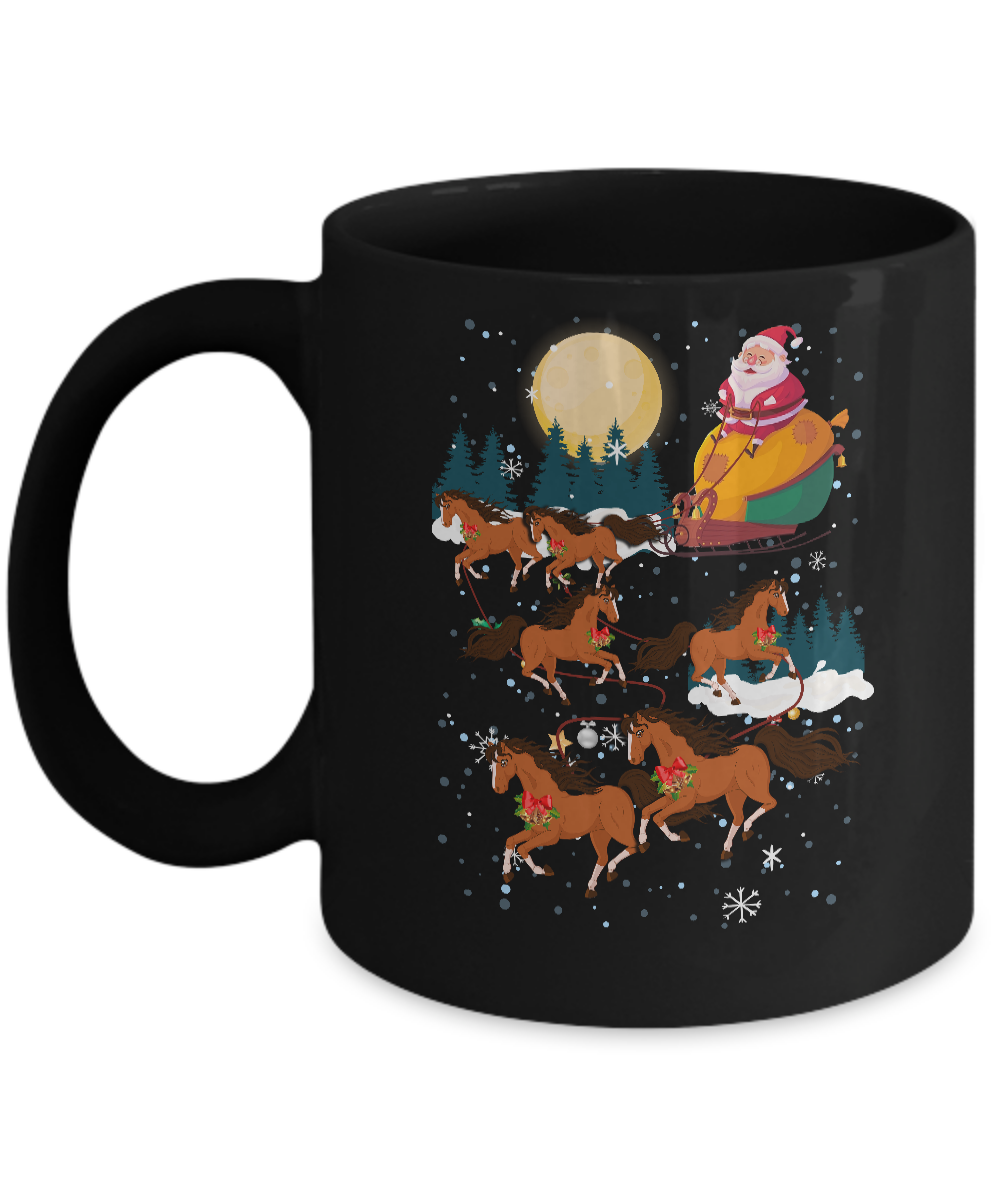Funny Christmas Horse Reindeer Lover Santa Gift Mug-Coffee Mug-11oz Mug-Black