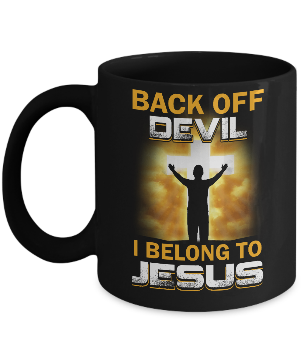 Back Off Devil I Belong To Jesus Christian Mug-Coffee Mug-11oz Mug-Black