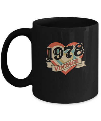 Vintage Retro Classic Heart Made In 1978 Mug-Coffee Mug-11oz Mug-Black