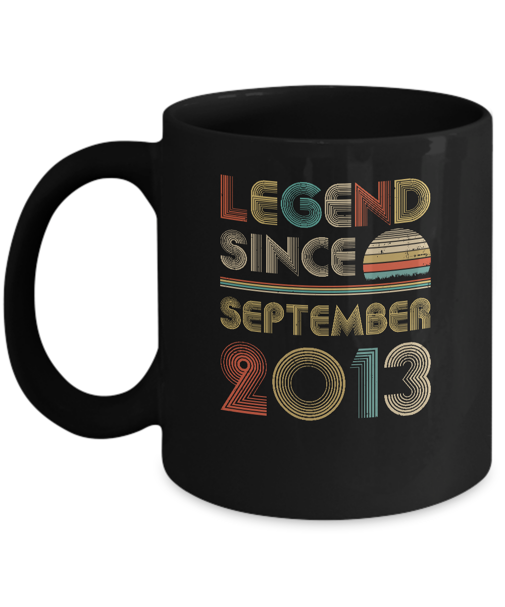 Legend Since September 2013 Vintage 8th Birthday Gifts Youth Mug-Coffee Mug-11oz Mug-Black