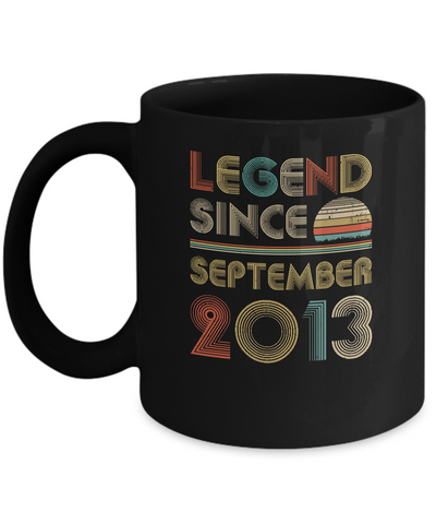 Legend Since September 2013 Vintage 8th Birthday Gifts Youth Mug-Coffee Mug-11oz Mug-Black