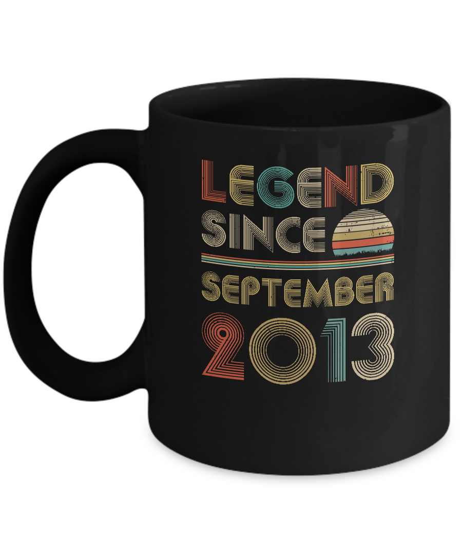Legend Since September 2013 Vintage 8th Birthday Gifts Youth Mug-Coffee Mug-11oz Mug-Black