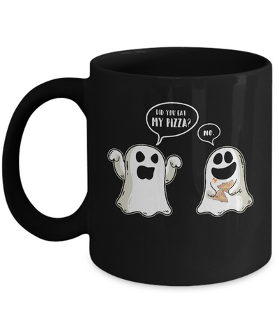 Funny Ghost Halloween Pizza Costume Mug-Coffee Mug-11oz Mug-Black