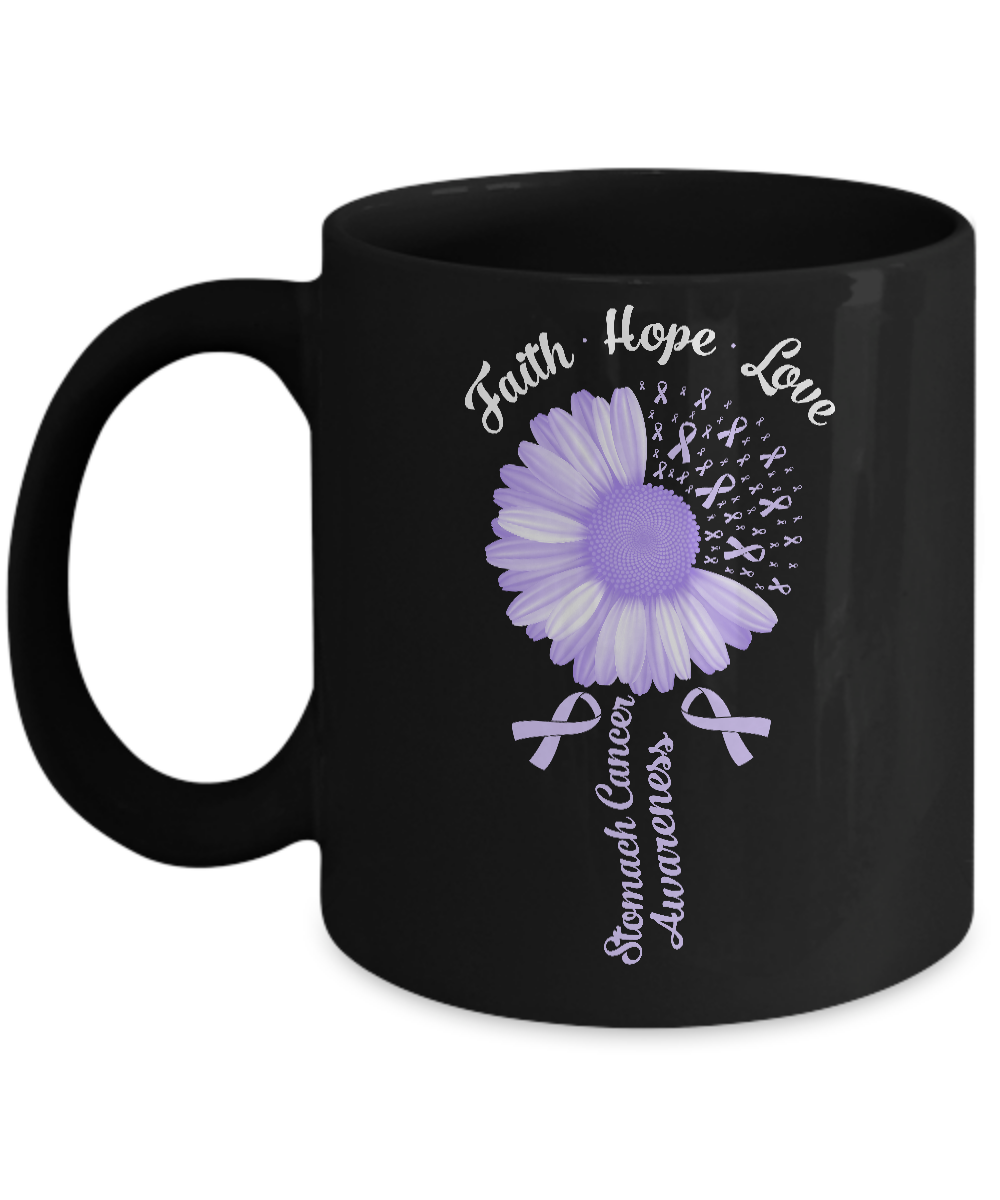 Faith Hope Love Periwinkle Stomach Cancer Awareness Mug-Coffee Mug-11oz Mug-Black