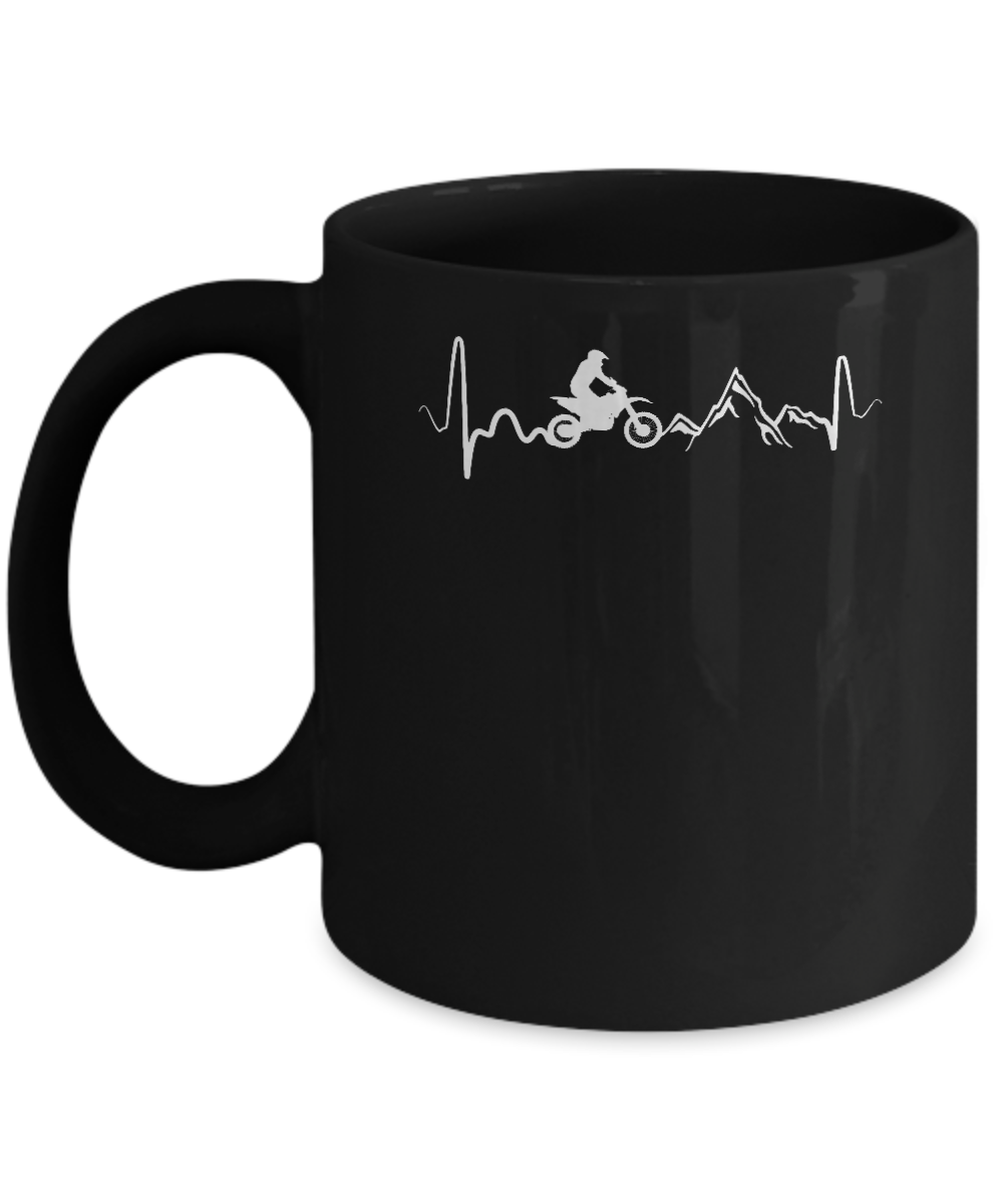 Mountain Dirt Bike Motocross Heartbeat Mug-Coffee Mug-11oz Mug-Black