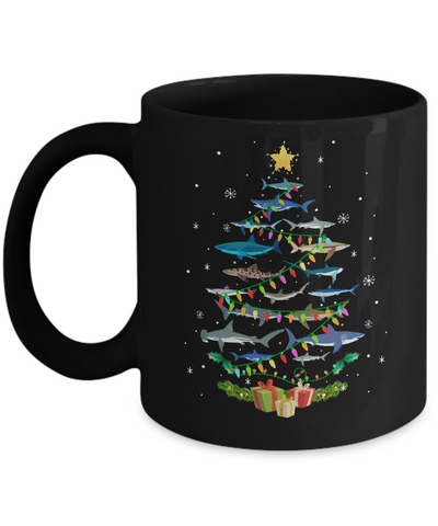Shark Christmas Tree Shark Lovers Gifts Men Women Kids Mug-Coffee Mug-11oz Mug-Black