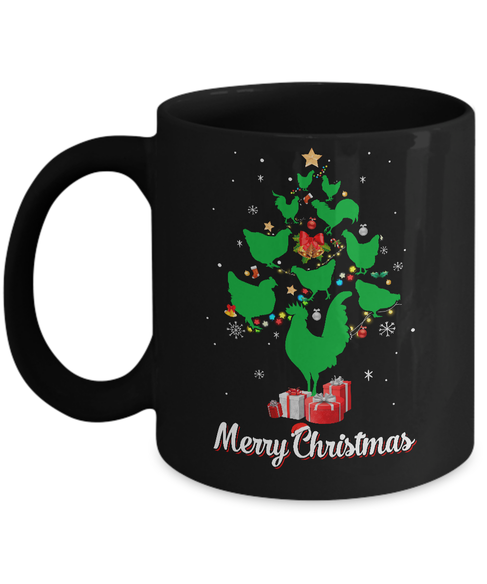 Funny Chicken Merry Christmas Tree Ugly Sweater Mug