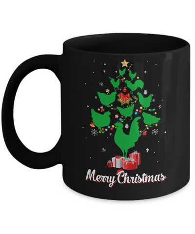 Funny Chicken Merry Christmas Tree Ugly Sweater Mug-Coffee Mug-11oz Mug-Black