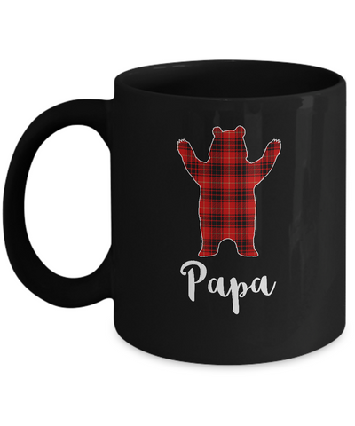 Red Papa Bear Buffalo Plaid Family Christmas Pajamas Mug-Coffee Mug-11oz Mug-Black