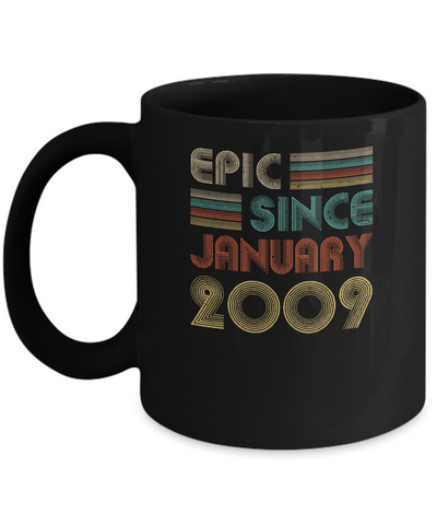 Epic Since January 2009 Vintage 12th Birthday Gifts Youth Mug-Coffee Mug-11oz Mug-Black