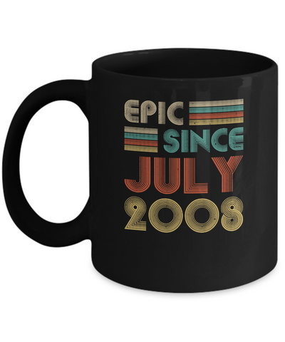 Epic Since July 2008 Vintage 13th Birthday Gifts Youth Mug-Coffee Mug-11oz Mug-Black