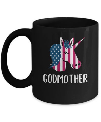 Patriotic Godmother Unicorn Americorn 4Th Of July Mug-Coffee Mug-11oz Mug-Black
