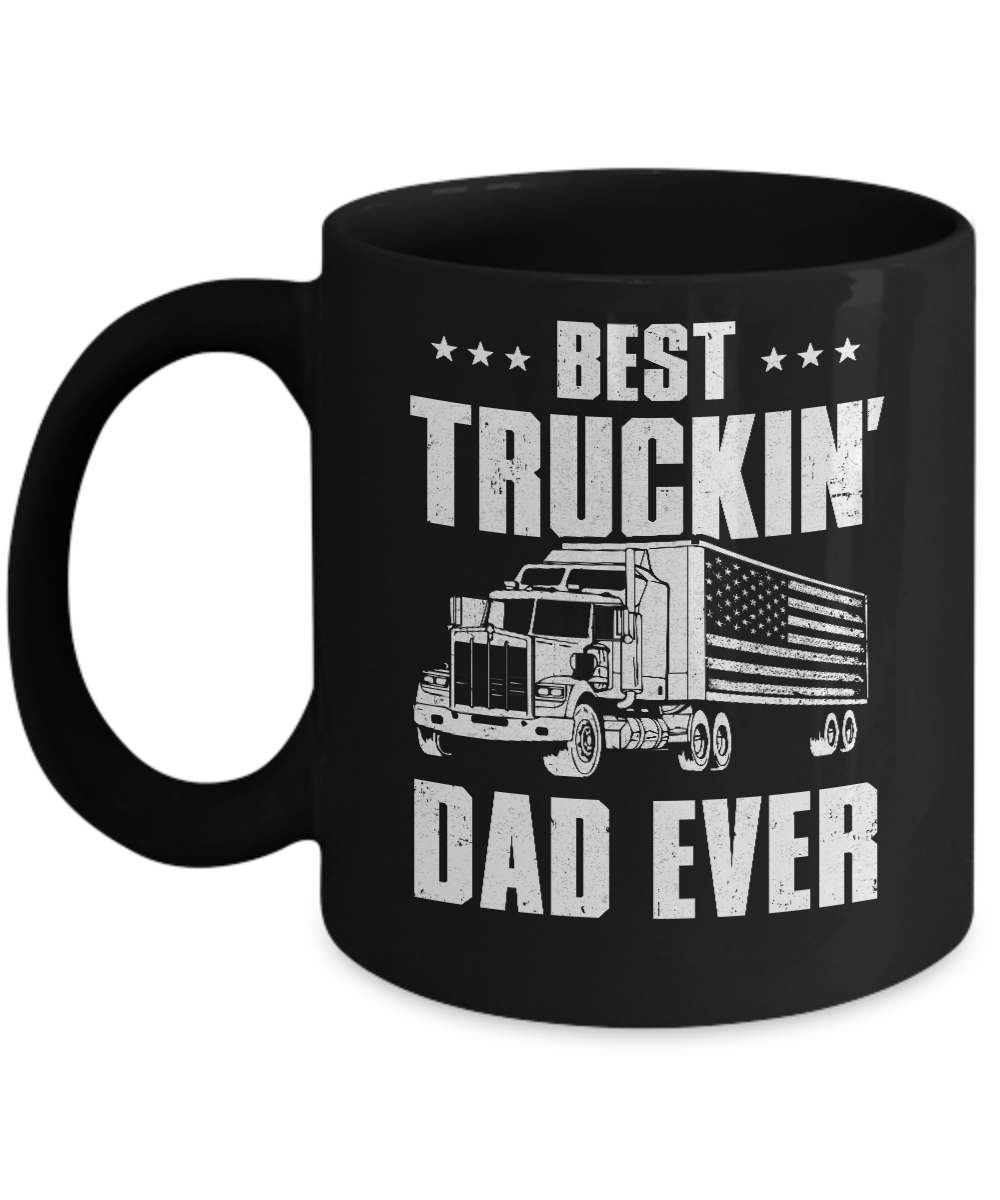 Best Truckin' Dad Ever American Flag Trucker Fathers Day Mug