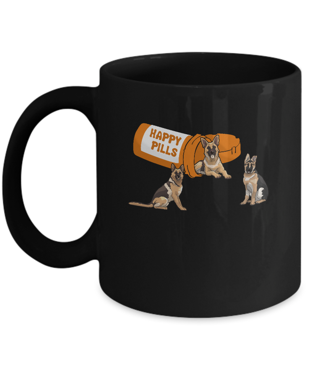 German Shepherd Happy Pills Mug-Coffee Mug-11oz Mug-Black