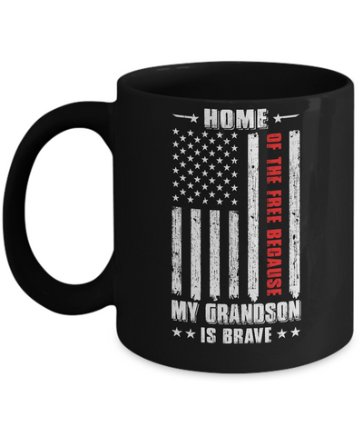 Home Of The Free Because My Grandson Is Brave Papa Grandma Mug-Coffee Mug-11oz Mug-Black