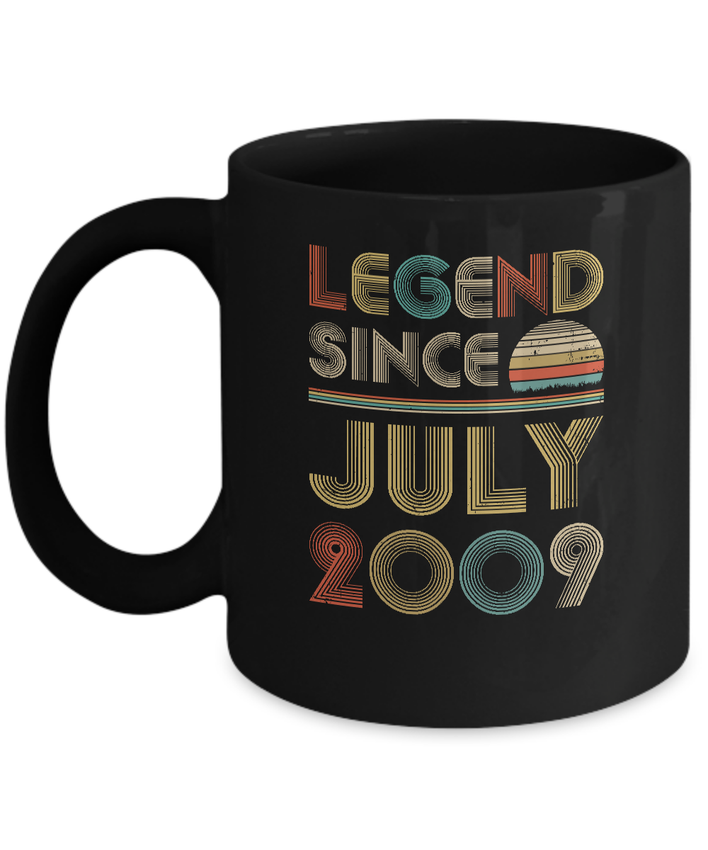Legend Since July 2009 Vintage 12th Birthday Gifts Youth Mug-Coffee Mug-11oz Mug-Black