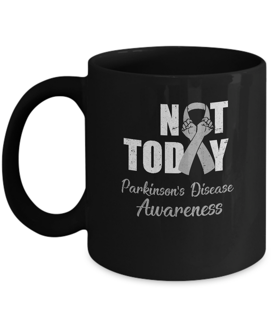 Support Parkinson's Disease Awareness Gray Ribbon Not Today Mug-Coffee Mug-11oz Mug-Black