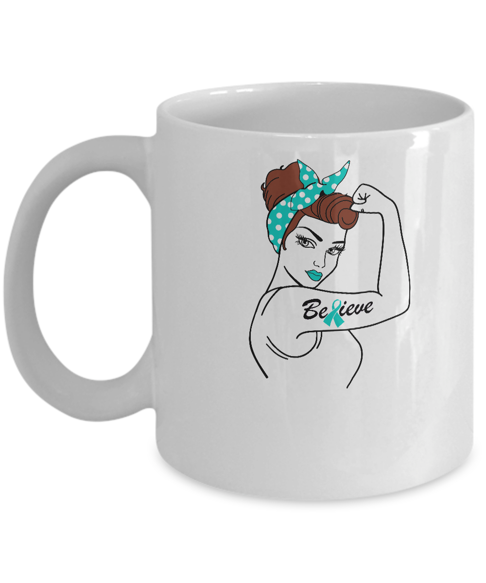 Support Ovarian Cancer Awareness Warrior Believe Mug-Coffee Mug-11oz Mug-White