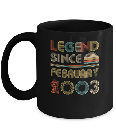 Legend Since February 2003 Vintage 18th Birthday Gifts Mug-Coffee Mug-11oz Mug-Black