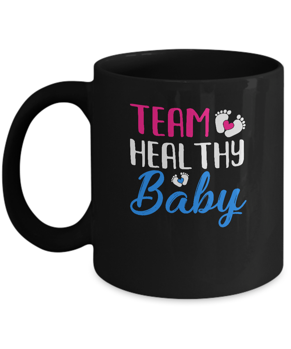 Gender Reveal Party Costume Team Healthy Baby Dad Mom Gift Mug-Coffee Mug-11oz Mug-Black