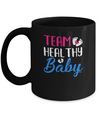 Gender Reveal Party Costume Team Healthy Baby Dad Mom Gift Mug-Coffee Mug-11oz Mug-Black