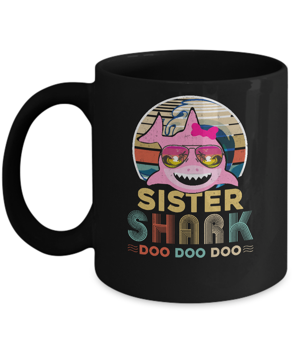 Retro Vintage Sister Shark Doo Doo Doo Mug-Coffee Mug-11oz Mug-Black