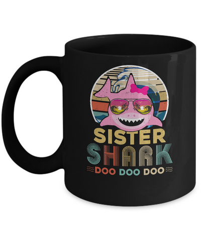 Retro Vintage Sister Shark Doo Doo Doo Mug-Coffee Mug-11oz Mug-Black