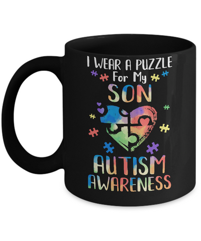 I Wear A Puzzle For My Son Autism Awareness Mug-Coffee Mug-11oz Mug-Black