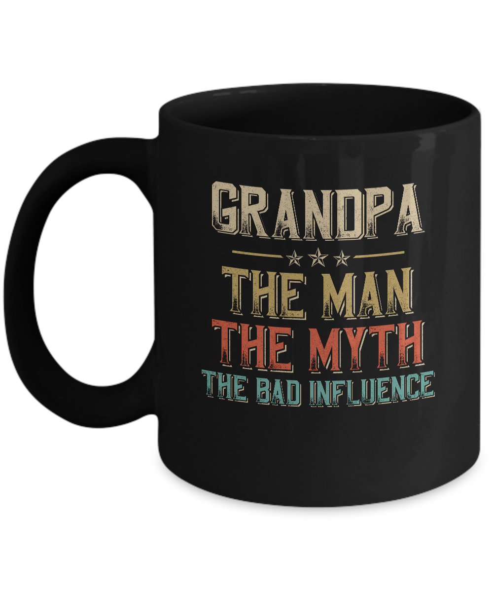 Vintage Grandpa The Man The Myth The Bad Influence Mug-Coffee Mug-11oz Mug-Black