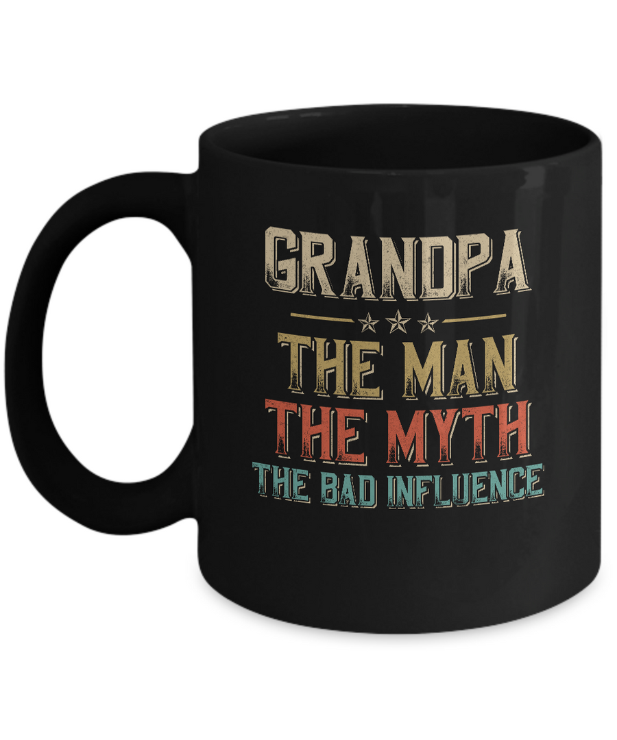 Vintage Grandpa The Man The Myth The Bad Influence Mug-Coffee Mug-11oz Mug-Black