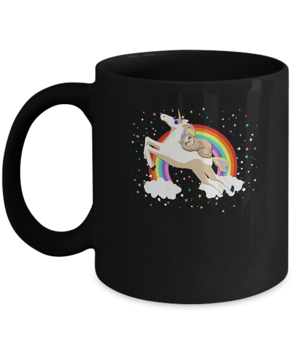 Funny Sloth Riding Unicorn Lover Mug