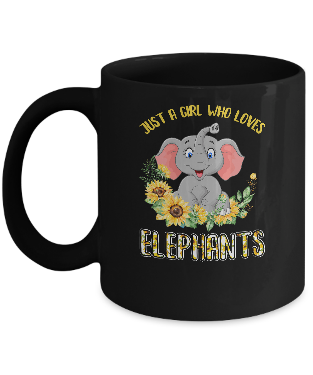 Just A Girl Who Loves Elephants And Sunflowers Mug-Coffee Mug-11oz Mug-Black