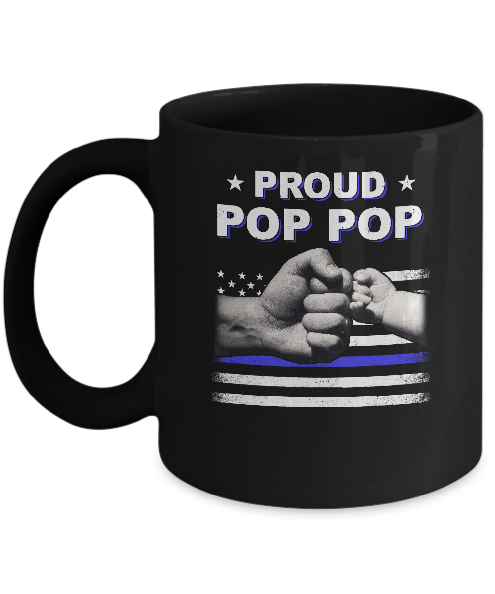 Proud Pop Pop Police Thin Blue Line Flag Fathers Day Mug