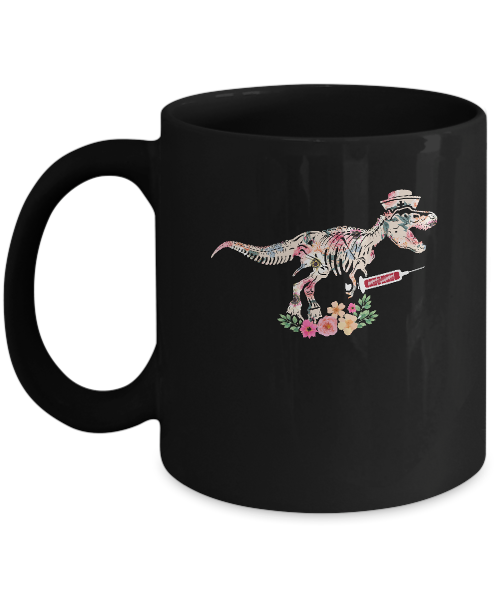 Nursing Nurse Saurus Dinosaur T-Rex Mug-Coffee Mug-11oz Mug-Black