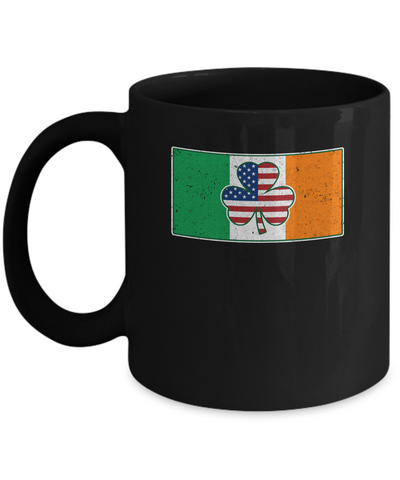 Shamrock Irish Ireland USA American Flag Gift Mug-Coffee Mug-11oz Mug-Black