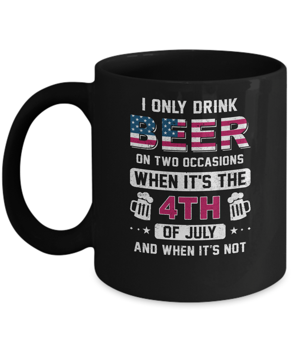 Funny Drinking Beer 4Th Of July Party American Flag Mug