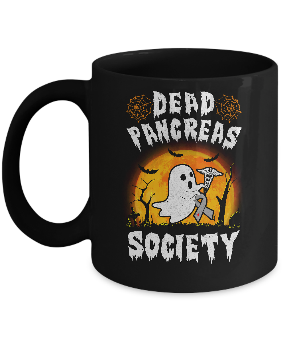 Dead Pancreas Society Diabetes Awareness Halloween Ghost Mug-Coffee Mug-11oz Mug-Black