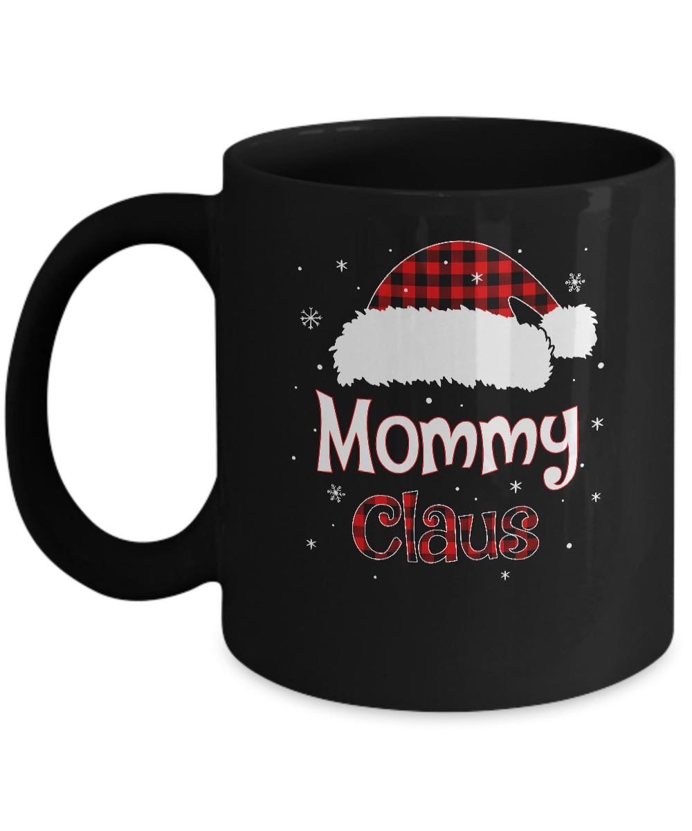Santa Mommy Claus Red Plaid Family Pajamas Christmas Gift Mug-Coffee Mug-11oz Mug-Black