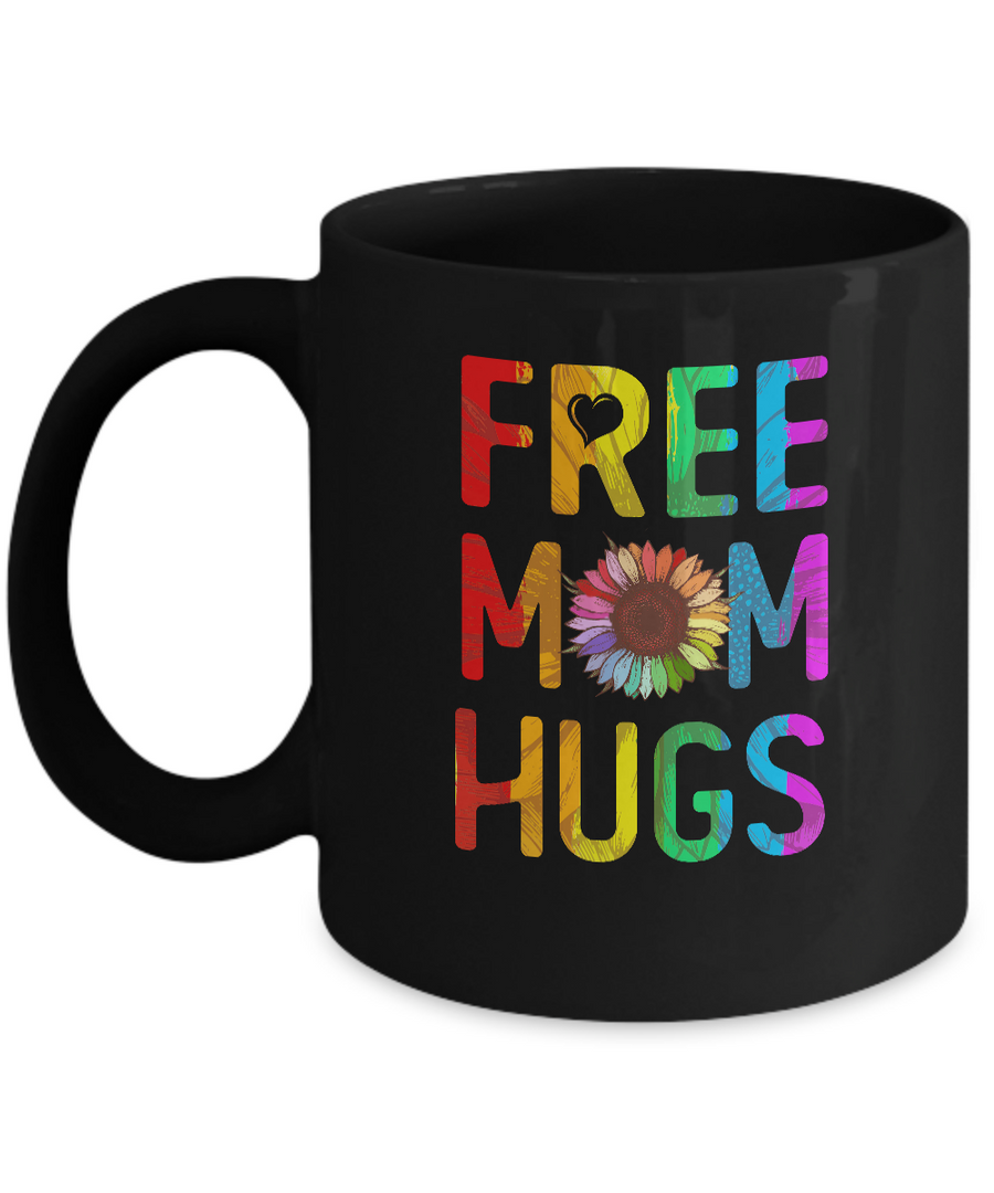 Flower Free Mom Hugs Pride LGBT Mug-Coffee Mug-11oz Mug-Black