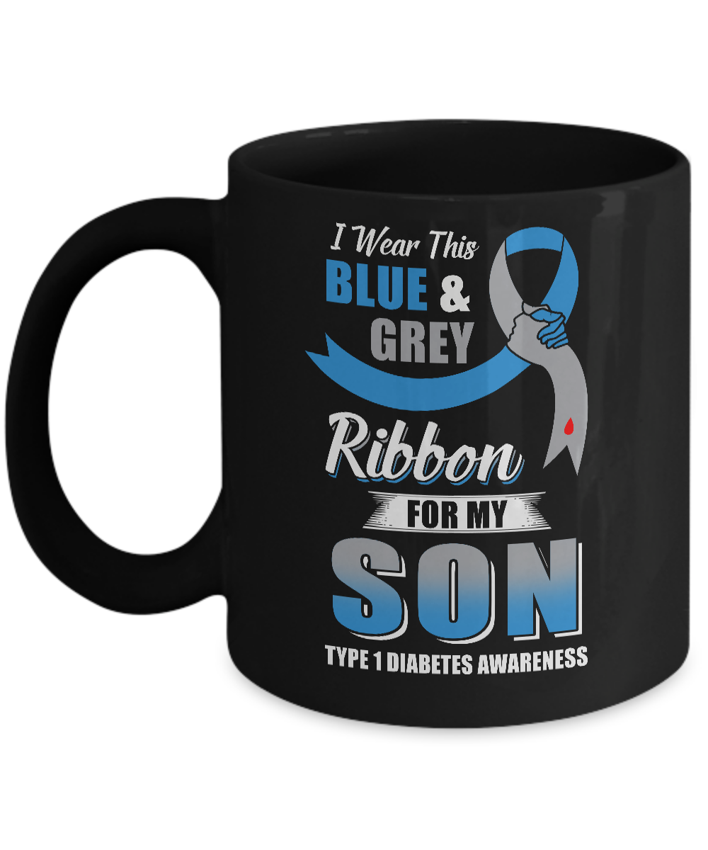 I Wear Blue And Gray For My Son Diabetes Awareness Mug-Coffee Mug-11oz Mug-Black