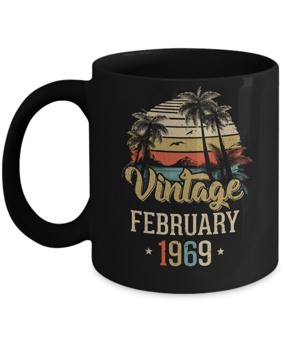 Retro Classic Vintage February 1969 52th Birthday Gift Mug-Coffee Mug-11oz Mug-Black