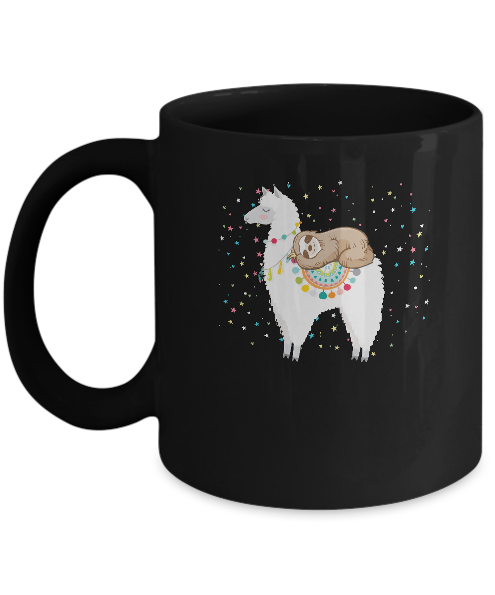 Funny Sloth Riding Llama Lover Mug-Coffee Mug-11oz Mug-Black