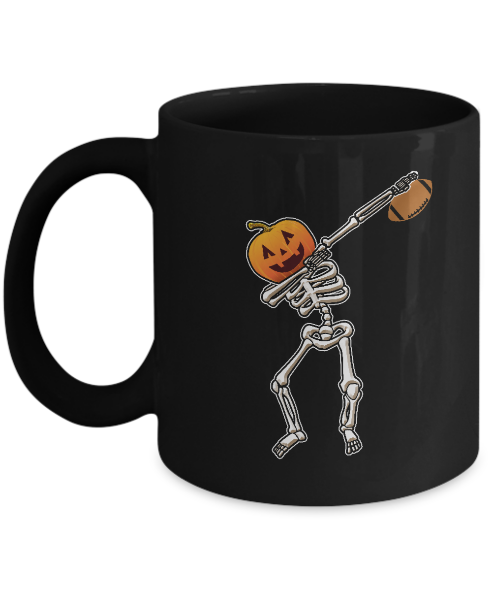 Halloween Dabbing Skeleton Football Mug