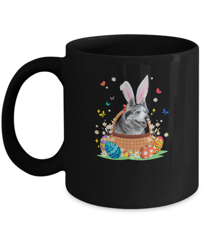 Siberian Husky Bunny Hat Rabbit Easter Eggs Mug-Coffee Mug-11oz Mug-Black