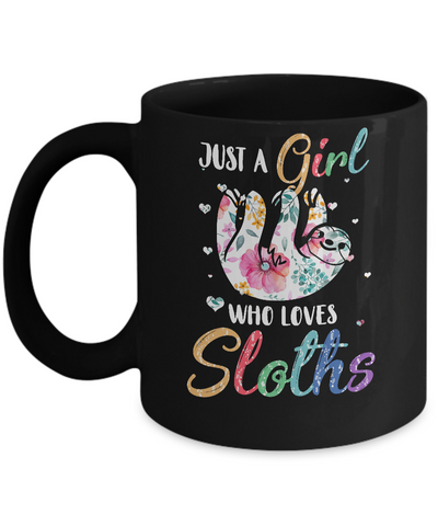 Just A Girl Who Loves Sloths Cute Sloth Lover Mug-Coffee Mug-11oz Mug-Black