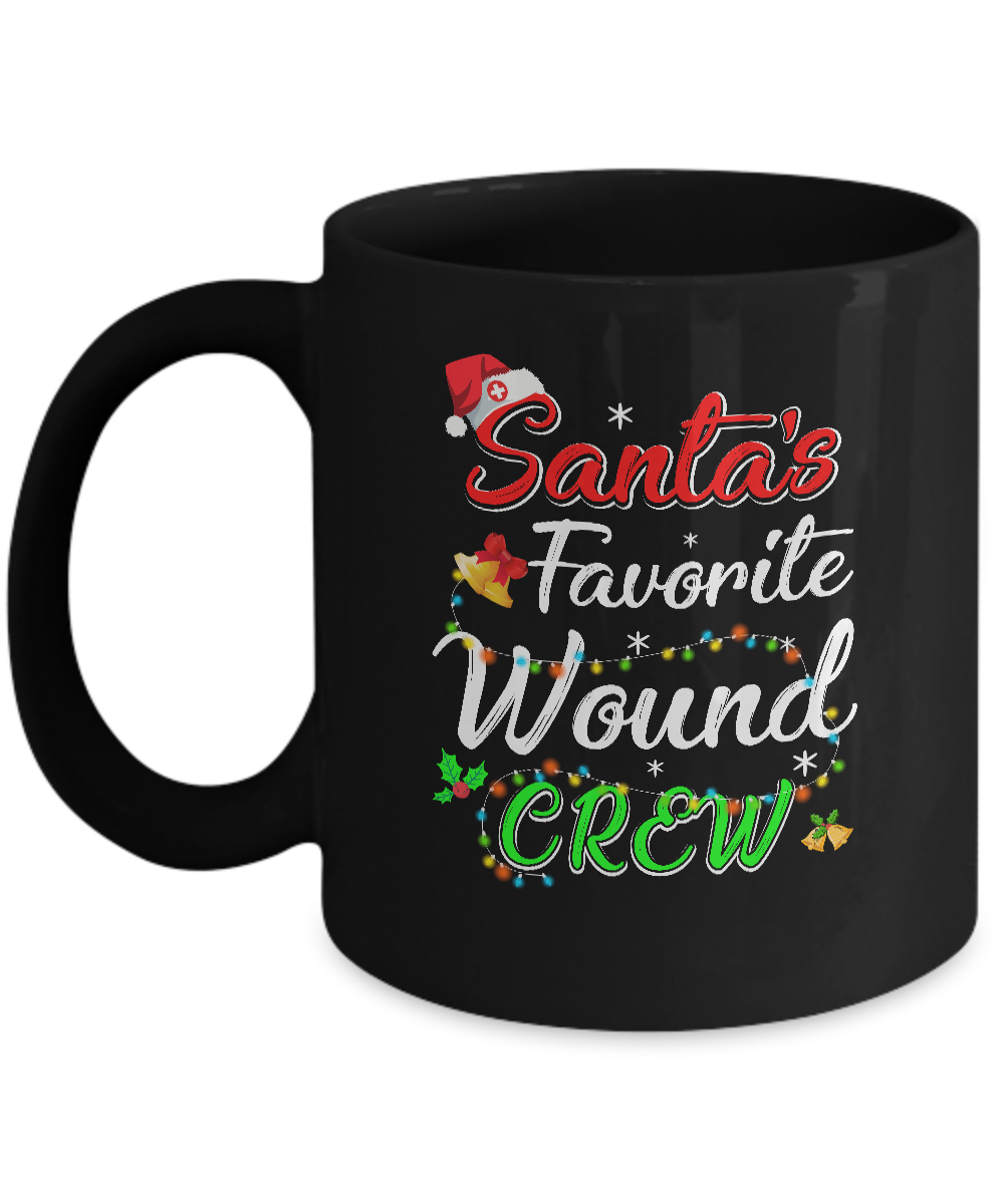 Santa's Favorite Wound Crew Christmas Funny Nurse Crew Gift Mug-Coffee Mug-11oz Mug-Black