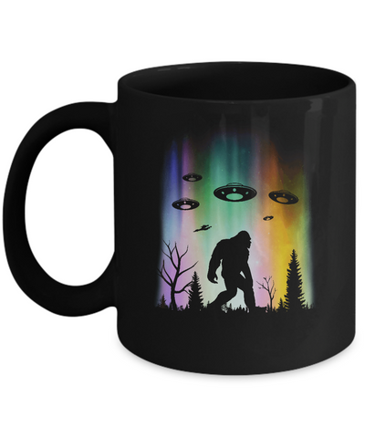 Bigfoot UFO Abduction Northern Lights Believing Gifts Mug-Coffee Mug-11oz Mug-Black